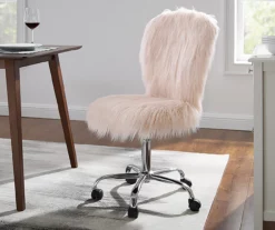 Comfort Home Blush Pink Faux Fur Swivel Chair -FurniHub Store 810543388 2