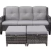 Real Living Rockbridge All-Weather Wicker Cushioned Patio Sofa & Ottoman Set -FurniHub Store 810544462
