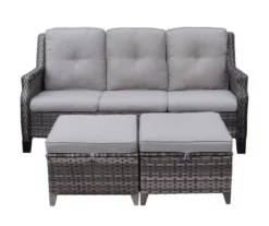 Real Living Rockbridge All-Weather Wicker Cushioned Patio Sofa & Ottoman Set