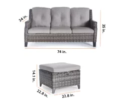 Real Living Rockbridge All-Weather Wicker Cushioned Patio Sofa & Ottoman Set -FurniHub Store 810544462 991