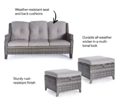 Real Living Rockbridge All-Weather Wicker Cushioned Patio Sofa & Ottoman Set -FurniHub Store 810544462 X0 1 2