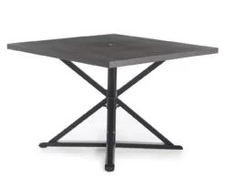 Autumn Cove Brown Wood Look Square Steel Patio Dining Table -FurniHub Store 810553658 1