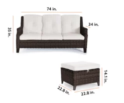 Real Living Rockbridge All-Weather Wicker Cushioned Patio Sofa & Ottoman Set -FurniHub Store 810555287 1