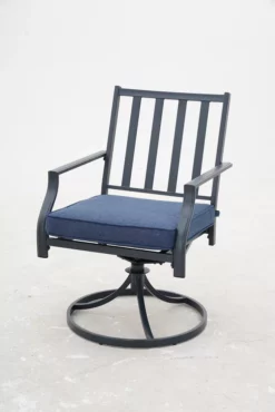 Rome Blue Cushioned Swivel Patio Dining Chairs, 4-Pack -FurniHub Store 810557269 1