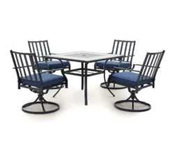 Rome Blue Cushioned Swivel Patio Dining Chairs, 4-Pack -FurniHub Store 810557269 2