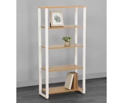 Dorm Essentials Oak & White 4-Shelf Bookcase -FurniHub Store 810559115 2