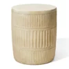18.5" White Textured Terracotta Look Drum Garden Table -FurniHub Store 810565880 1
