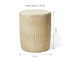 18.5" White Textured Terracotta Look Drum Garden Table -FurniHub Store 810565880 3