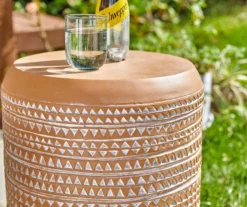 18.5" Terracotta Look Patterned Drum Garden Table -FurniHub Store 810565971 4