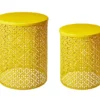 Yellow Cutout Pattern 2-Piece Metal Garden Table Set -FurniHub Store 810566019 1