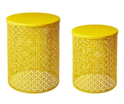 Yellow Cutout Pattern 2-Piece Metal Garden Table Set