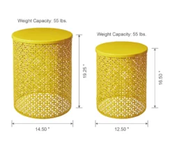 Yellow Cutout Pattern 2-Piece Metal Garden Table Set -FurniHub Store 810566019 4