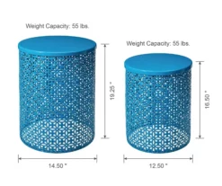 Blue Cutout Pattern 2-Piece Metal Garden Table Set -FurniHub Store 810566020 3