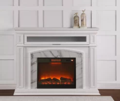 62" Grand White Faux Marble Electric Fireplace -FurniHub Store 810570728 3