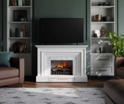 53.5" White Marble Petite Grand Electric Fireplace -FurniHub Store 810570829 3