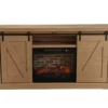 60" Light Brown Oak Barn Door Melamine Electric Fireplace -FurniHub Store 810571322