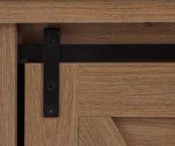 60" Light Brown Oak Barn Door Melamine Electric Fireplace -FurniHub Store 810571322 2