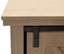 60" Light Brown Oak Barn Door Melamine Electric Fireplace -FurniHub Store 810571322 3