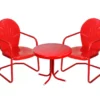 Red 3-Piece Metal Patio Chair & Side Table Set -FurniHub Store 810575991