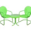 Green 3-Piece Metal Patio Chair & Side Table Set -FurniHub Store 810576154