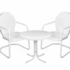 White 3-Piece Metal Patio Chair & Side Table Set -FurniHub Store 810576175