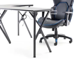 Black L-Shaped LED Gaming Desk With USB Charging -FurniHub Store 810582382 6