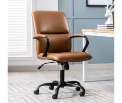 Camel Brown Vegan Leather Office Chair -FurniHub Store 810583520 A0 1