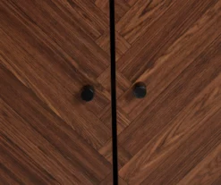 Walnut Chevron 2-Door Storage Cabinet -FurniHub Store 810584249 3