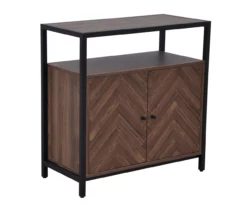 Walnut Chevron 2-Door Storage Cabinet -FurniHub Store 810584249 A1