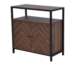 Walnut Chevron 2-Door Storage Cabinet -FurniHub Store 810584249 A3