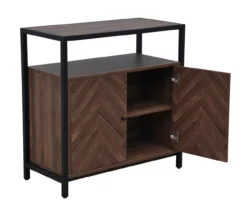 Walnut Chevron 2-Door Storage Cabinet -FurniHub Store 810584249 A7 3