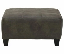 Navi Smoke Faux Leather Oversize Accent Ottoman -FurniHub Store 810587441 2
