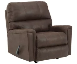 Navi Chestnut Faux Leather Rocker Recliner -FurniHub Store 810587485 1