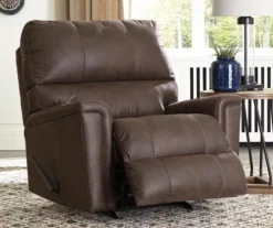 Navi Chestnut Faux Leather Rocker Recliner -FurniHub Store 810587485 71