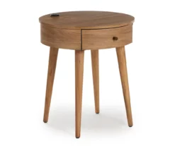 Medium Mango Round Side Table With USB Charging 8 Medium Mango Round Side Table With USB Charging -FurniHub Store 810587515 1