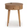 Medium Mango Round Side Table With USB Charging -FurniHub Store 810587515