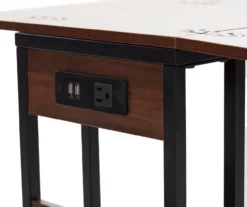 Walnut Drop-Leaf C Side Table With USB Charging -FurniHub Store 810587517 3
