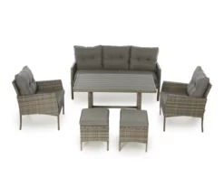 Valencia All-Weather Wicker Cushioned Patio Sofa & Ottoman Set -FurniHub Store 810587797 810587798 810587799 A0