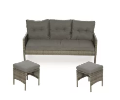 Valencia All-Weather Wicker Cushioned Patio Sofa & Ottoman Set