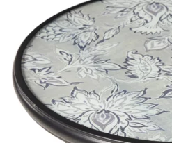 18" Gray Floral Tempered Glass Outdoor Folding Table -FurniHub Store 810587802 810587804 1 A8