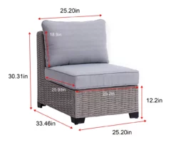 Pembroke All-Weather Wicker Cushioned Patio Armless Sofa Chair 21 Pembroke All-Weather Wicker Cushioned Patio Armless Sofa Chair -FurniHub Store 810588254 X0 3