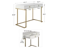 Camila Gray Writing Desk With Wireless Charging -FurniHub Store 810589026 1