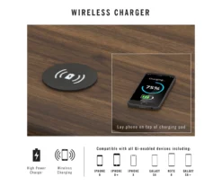 Camila Gray Writing Desk With Wireless Charging -FurniHub Store 810589026 2