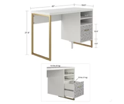 Scarlett White Pedestal Desk -FurniHub Store 810589027 1