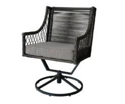 Real Living Arrow Ridge All-Weather Wicker Cushioned Patio Swivel Dining Chairs, 4-Pack