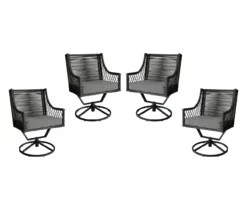 Real Living Arrow Ridge All-Weather Wicker Cushioned Patio Swivel Dining Chairs, 4-Pack -FurniHub Store 810589367 A0 3