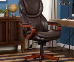 Conway Dark Brown Big & Tall Bonded Leather Office Chair -FurniHub Store 810590381 2