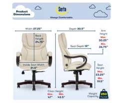 Conway Ivory Big & Tall Bonded Leather Office Chair -FurniHub Store 810590382 6