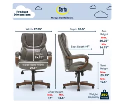 Conway Gray Big & Tall Bonded Leather Office Chair -FurniHub Store 810590383 6