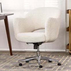 Valetta Cream Faux Fur Office Chair -FurniHub Store 810590414 21